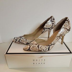 White House Black Market Ella Neutral Snake Embossed Pump Heels Size 7 WHBM
